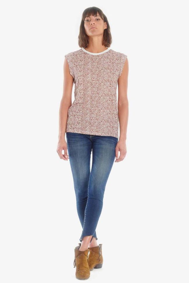 Brown Lidy top with ethnic pattern