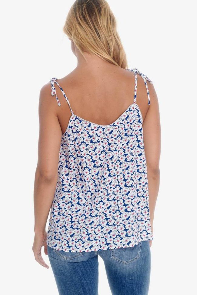 Blue and white floral pattern Melilla tank top
