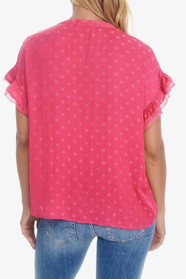 Raspberry dotted Santi top