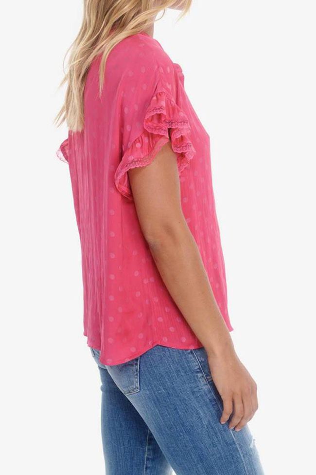 Raspberry dotted Santi top