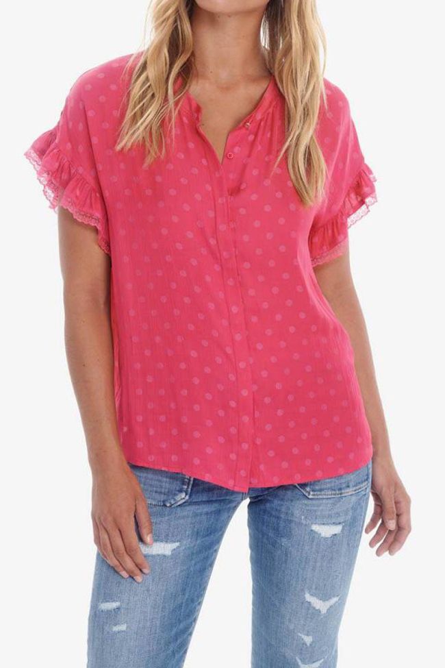 Raspberry dotted Santi top