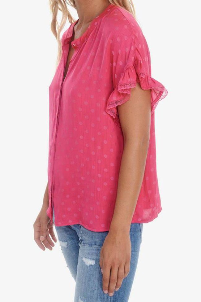 Raspberry dotted Santi top