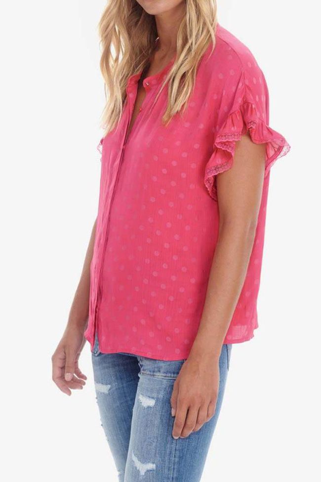 Raspberry dotted Santi top