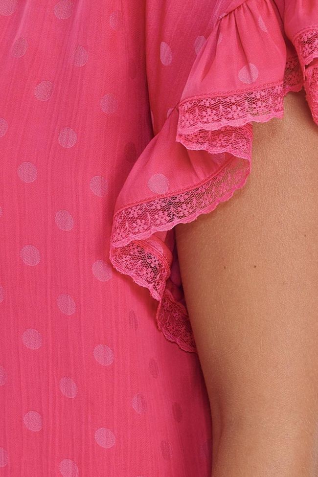 Raspberry dotted Santi top