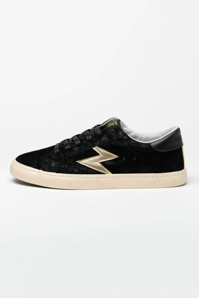 Black Soho sneakers with gold lightning flash