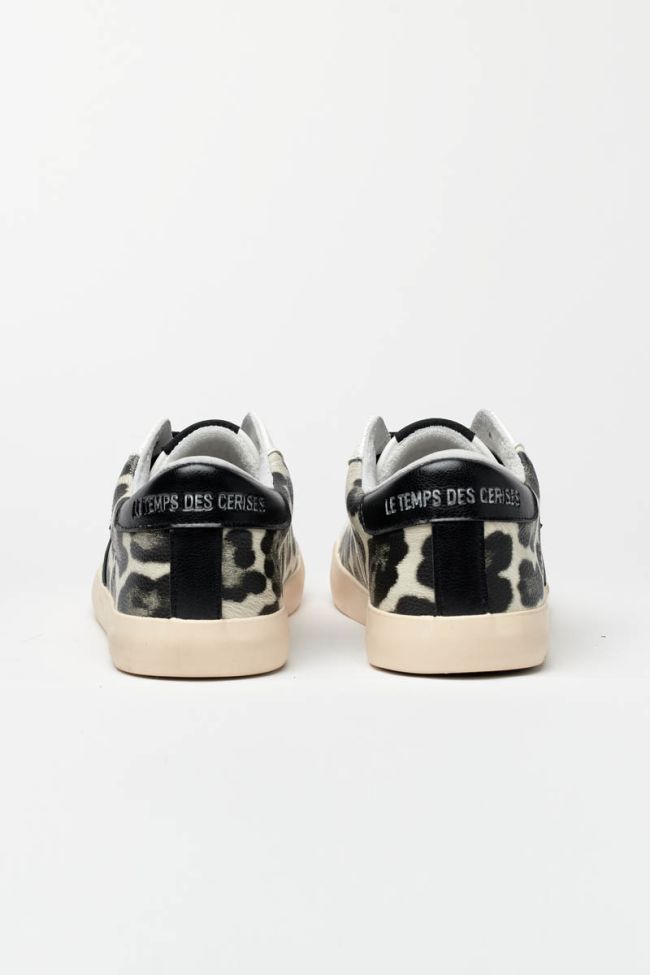 Soho sneakers with black and white leopard print
