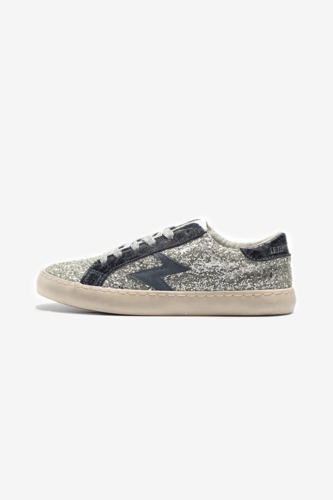 Blue Soho trainers with silver glitter