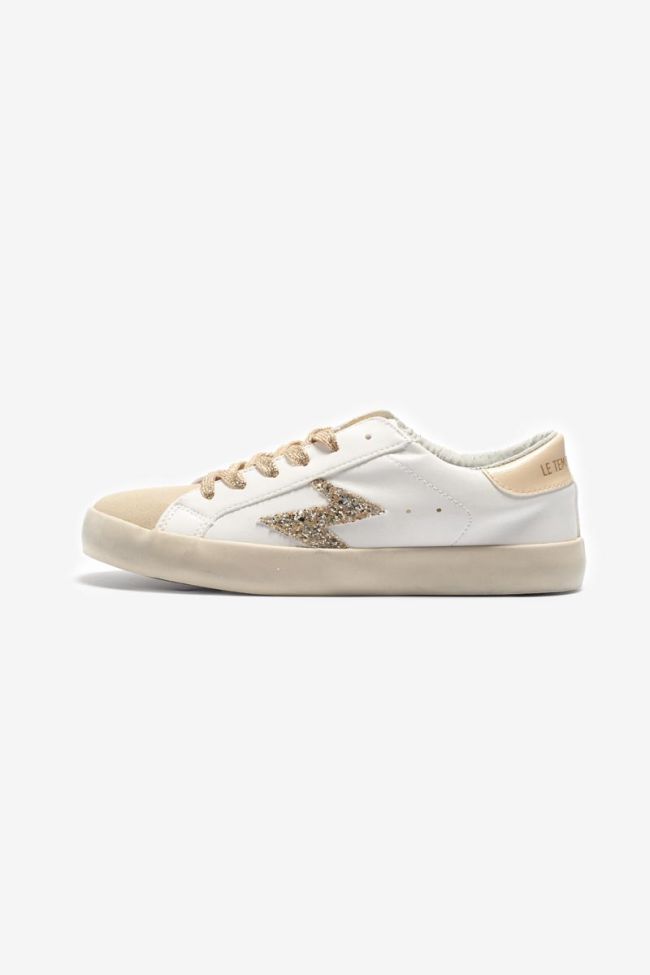 White Soho trainers with gold glitter