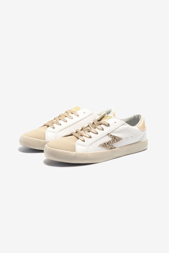 White Soho trainers with gold glitter