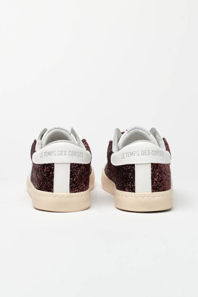 White Soho sneakers with burgundy sequins