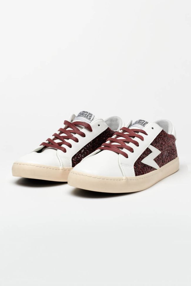 White Soho sneakers with burgundy sequins