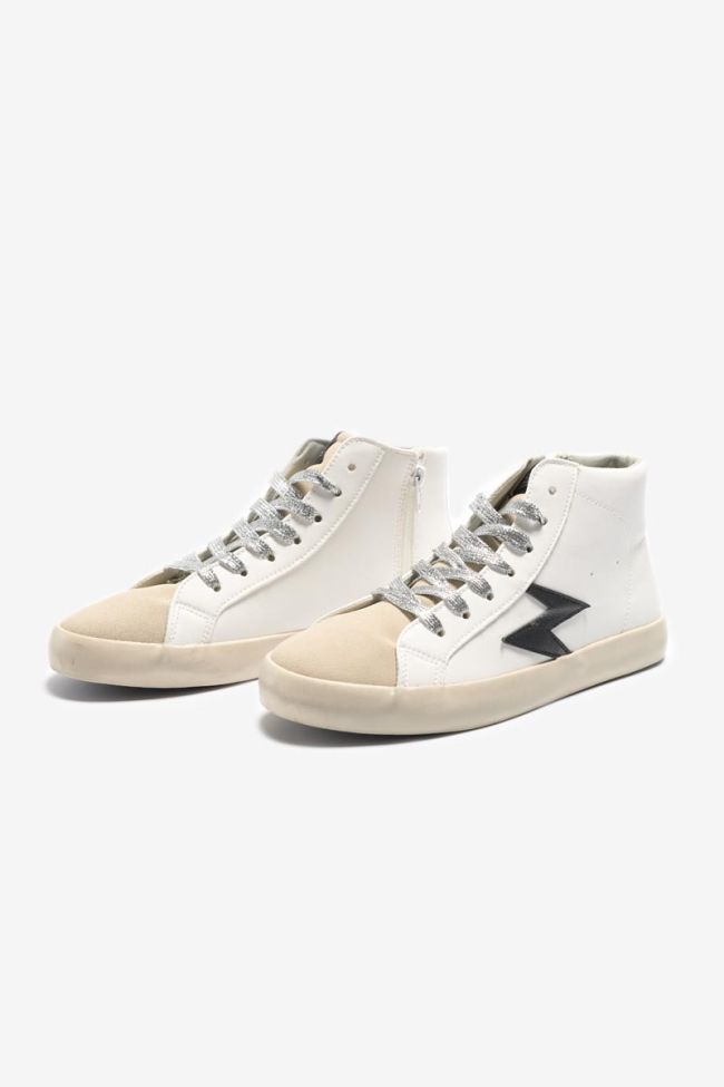 White high-top Soho trainers with black flash