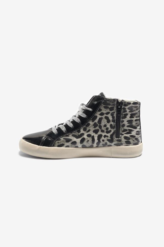 Black and grey leopard print Soho high-top trainers