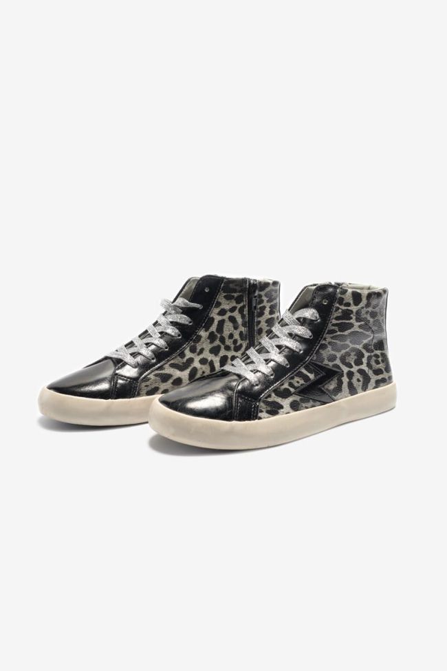 Black and grey leopard print Soho high-top trainers