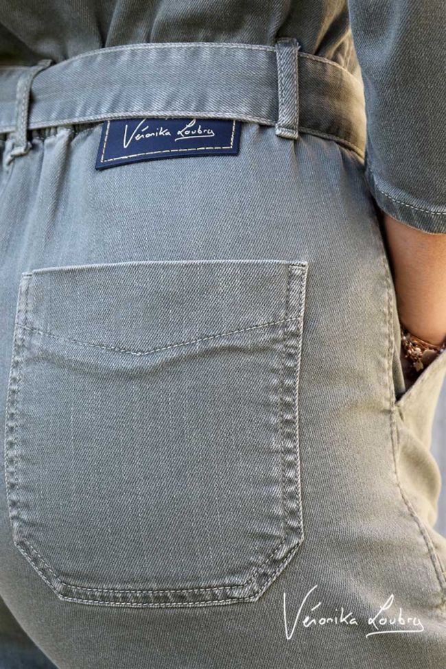 Khaki Lucette jumpsuit by Véronika Loubry