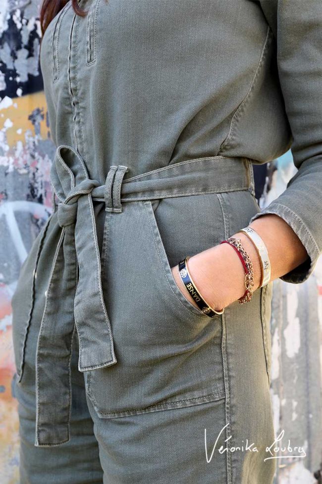 Khaki Lucette jumpsuit by Véronika Loubry