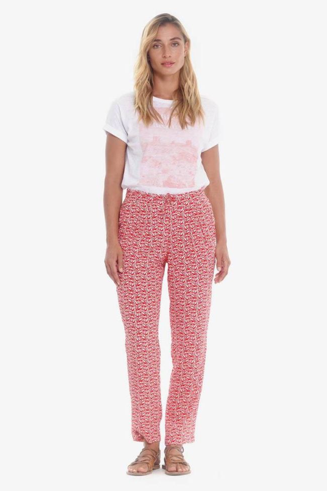 Red leaf pattern Burgos trousers