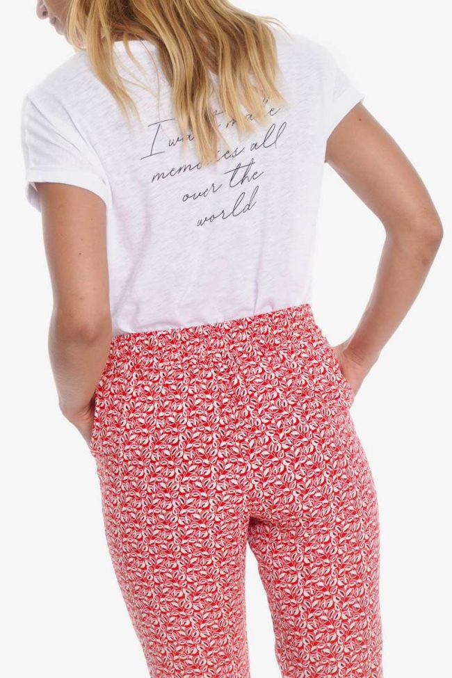 Red leaf pattern Burgos trousers