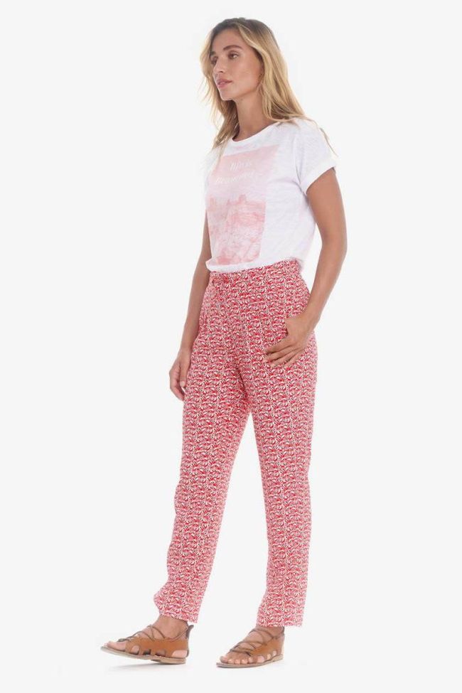 Red leaf pattern Burgos trousers
