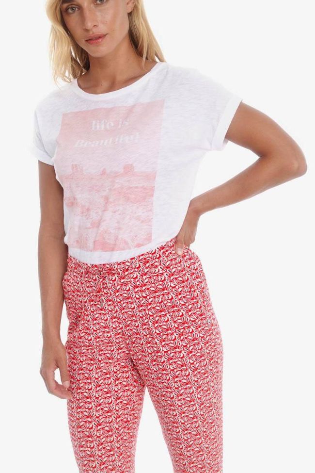 Red leaf pattern Burgos trousers