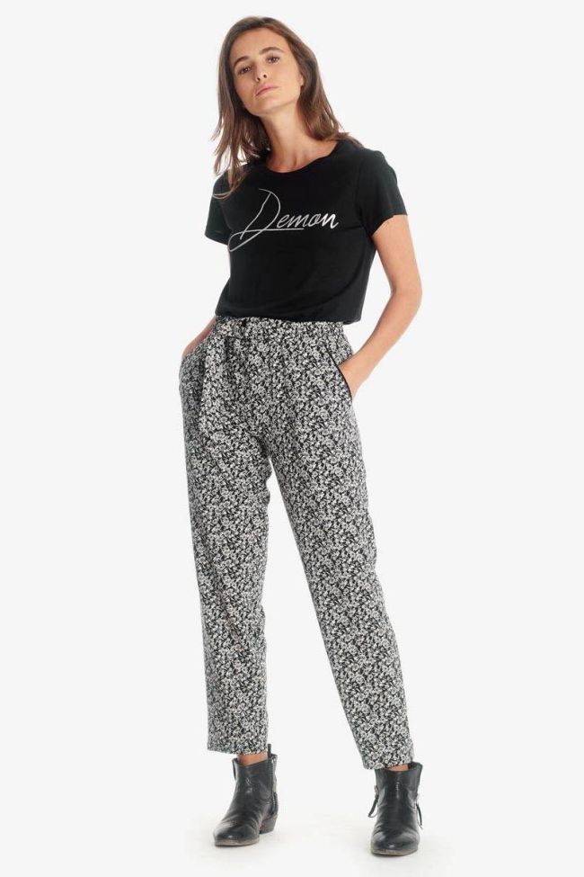 Black floral pattern Farrow trousers