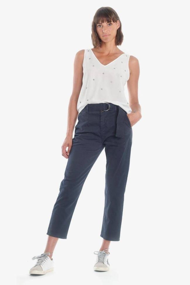 Navy blue Serena high waisted chino trousers