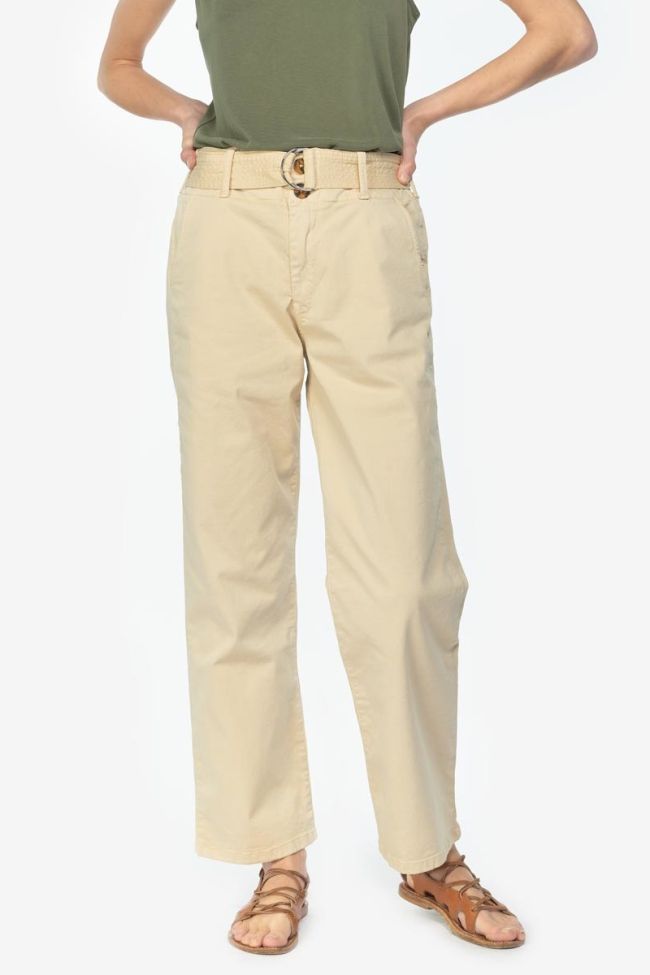 Beige Serena high waisted chino trousers