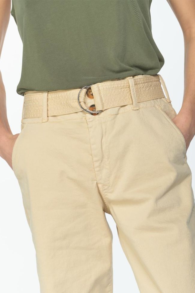 Beige Serena high waisted chino trousers