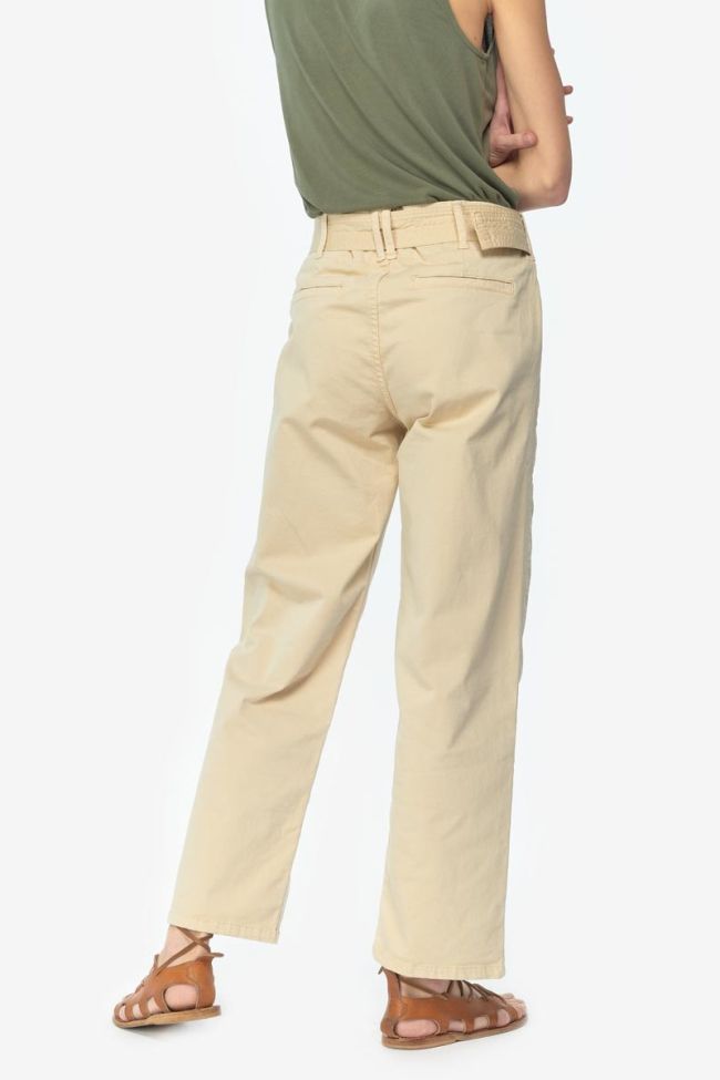 Beige Serena high waisted chino trousers