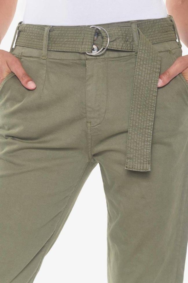 Khaki Serena high waisted chino trousers