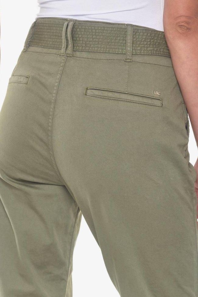 Khaki Serena high waisted chino trousers