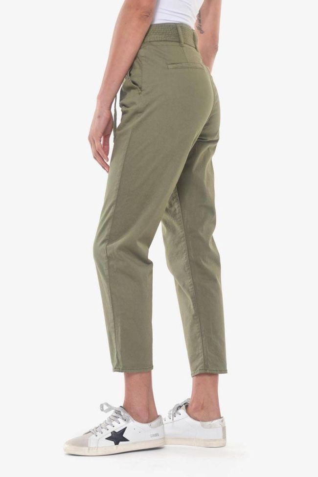 Khaki Serena high waisted chino trousers