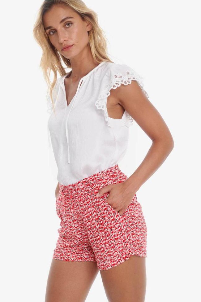 Red Vetta shorts with leaf pattern