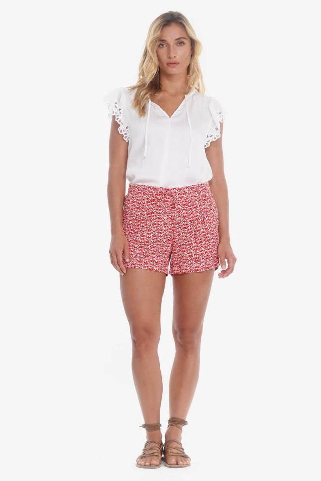 Red Vetta shorts with leaf pattern