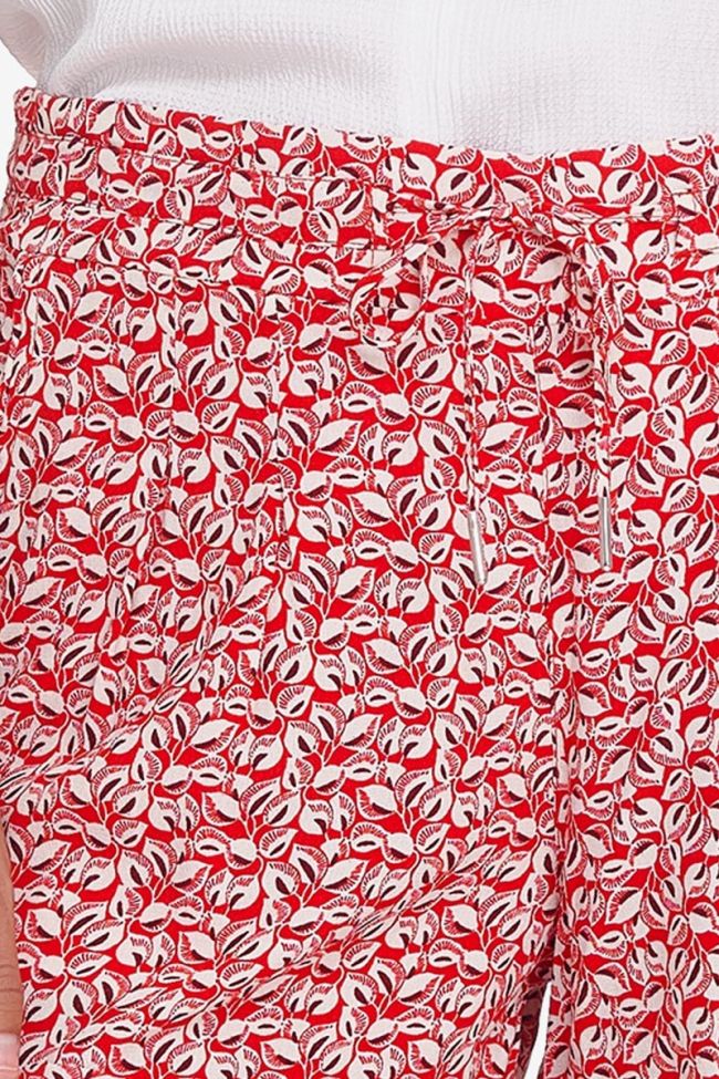 Red Vetta shorts with leaf pattern