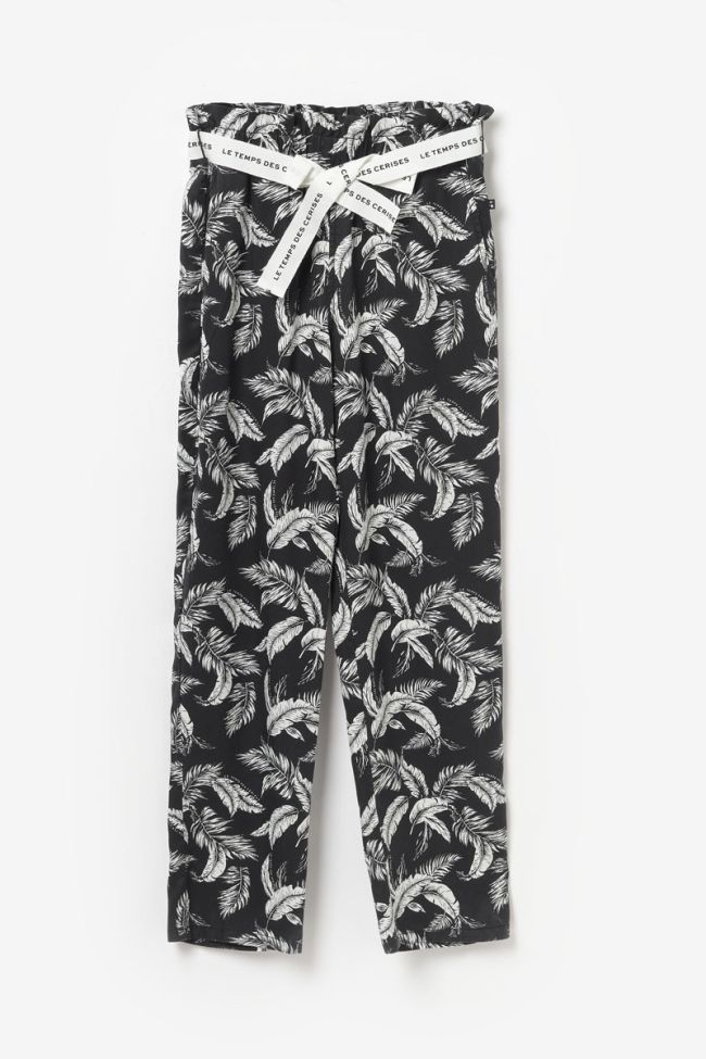 Black Anngi floral pattern trousers