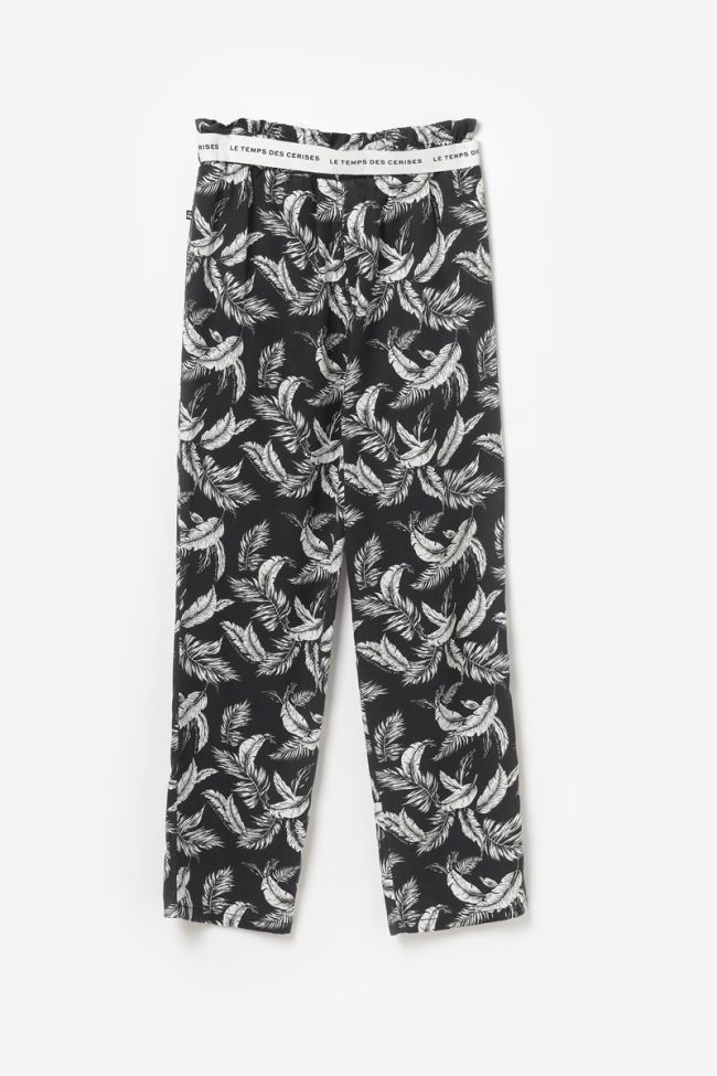 Black Anngi floral pattern trousers