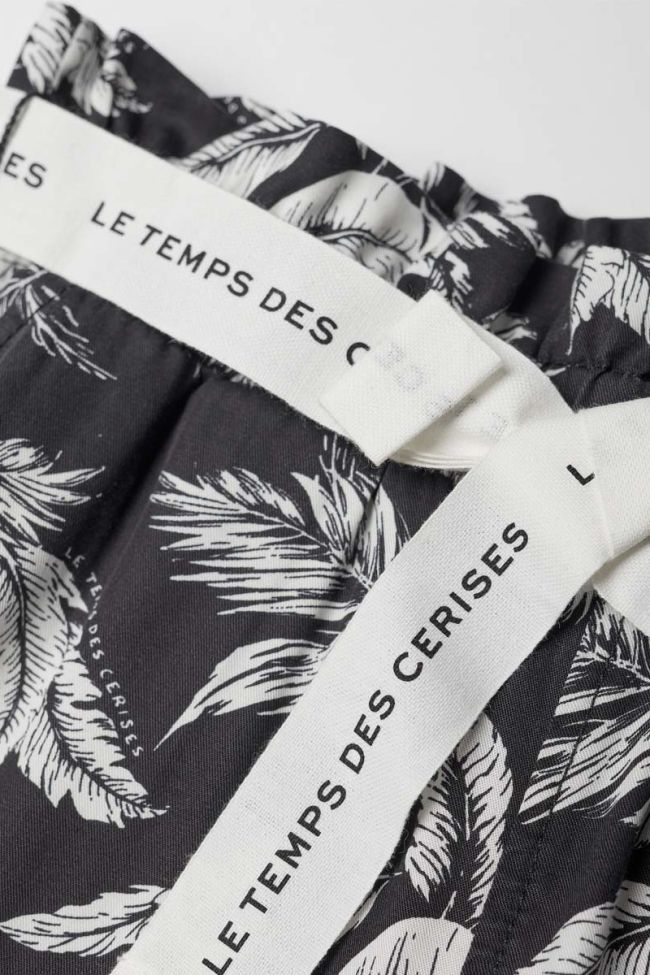 Black Anngi floral pattern trousers