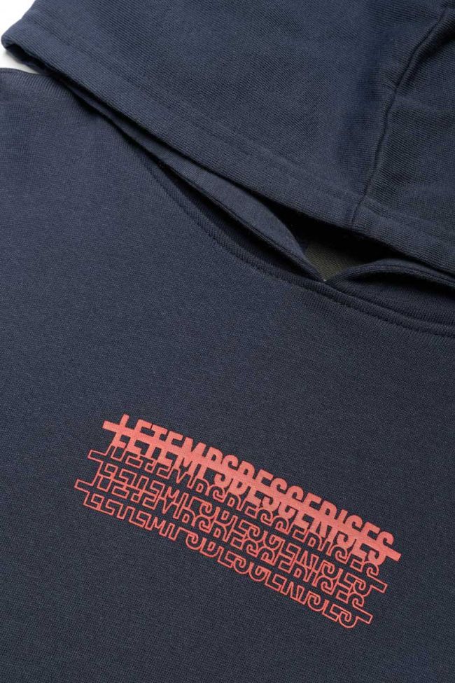 Printed navy blue Kansabo hoodie