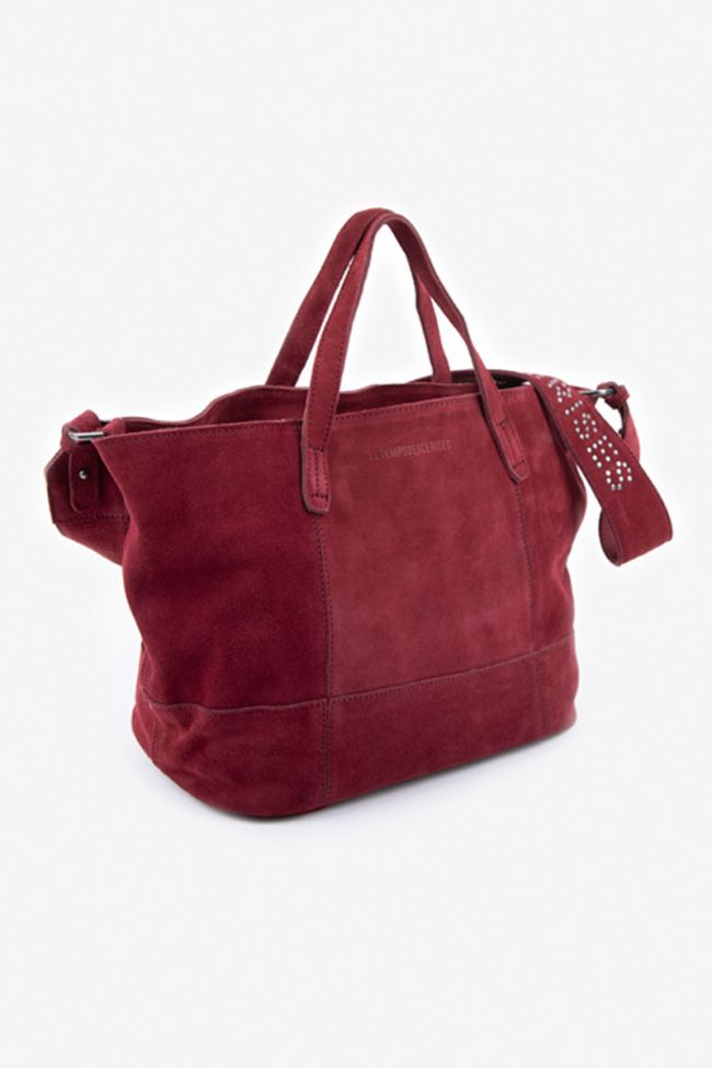Burgundy suede leather Astier bag