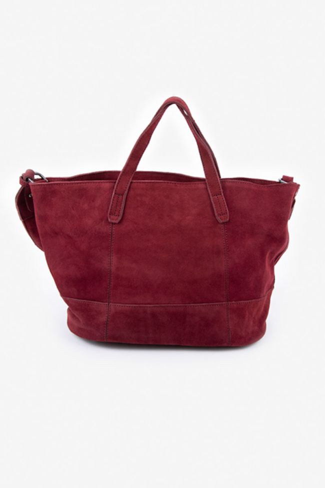 Burgundy suede leather Astier bag