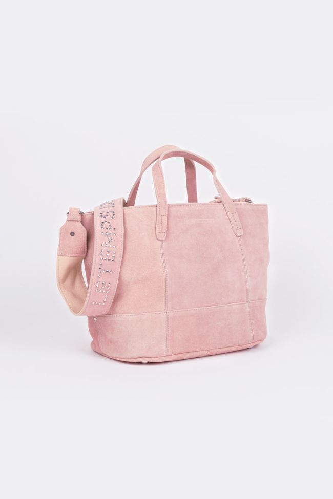 Powdery pink suede leather Astier bag