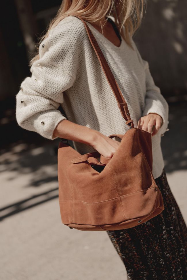 Camel suede leather Astier bag