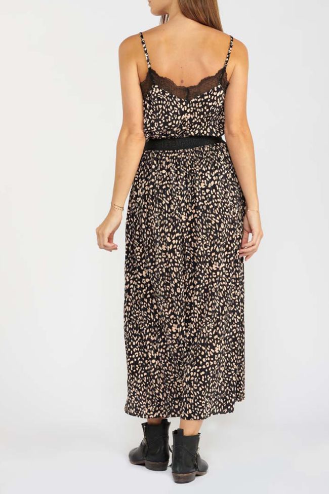 Chrystal long leopard print skirt