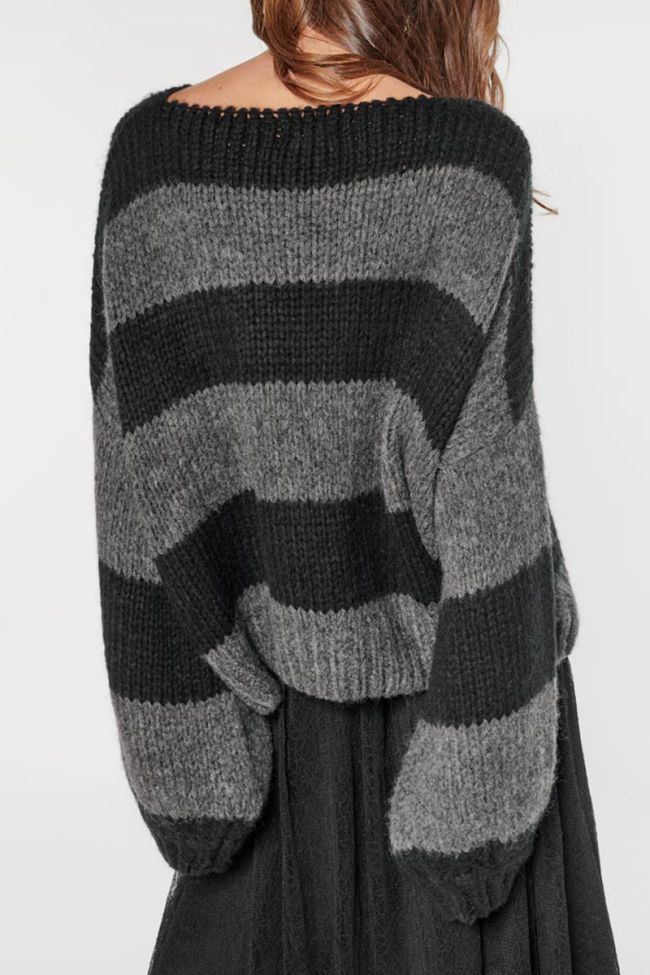 Black and charcoal grey striped Colombe pullover