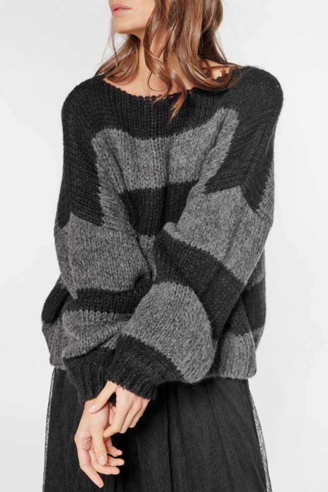 Black and charcoal grey striped Colombe pullover