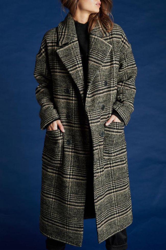 Brown Darlene coat with big checked pattern