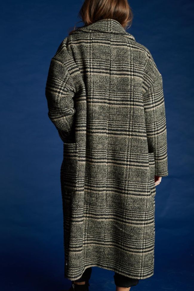 Brown Darlene coat with big checked pattern