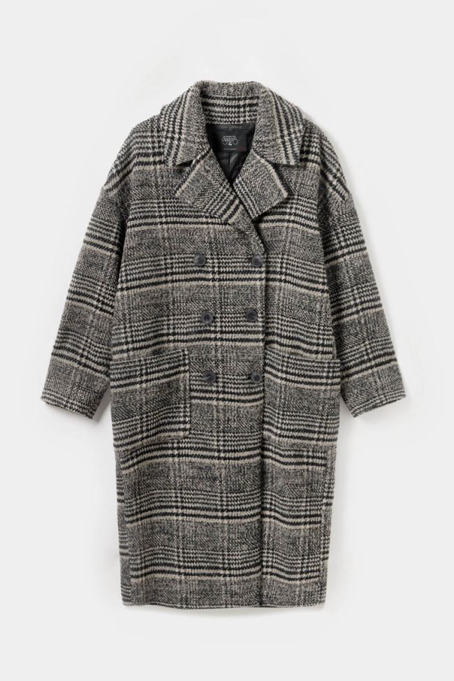 Brown Darlene coat with big checked pattern