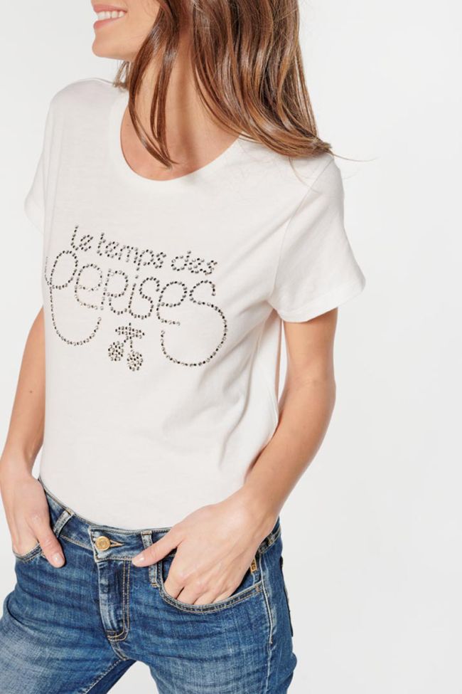 Cream rhinestone Diamond t-shirt